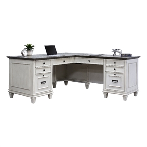 Hartford Wood L-Desk and Return Writing Table and return Office Desk White