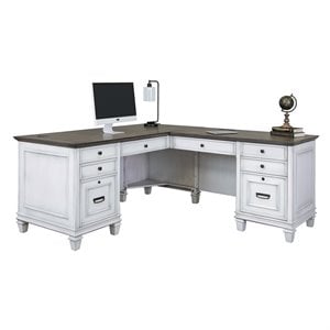 Martin Furniture Contemporary Wood Pedestal L Shape Desk in White