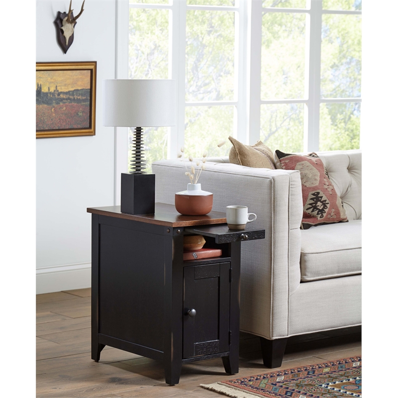 Rustic End Table Side Table Accent Table Fully Assembled Wood Black