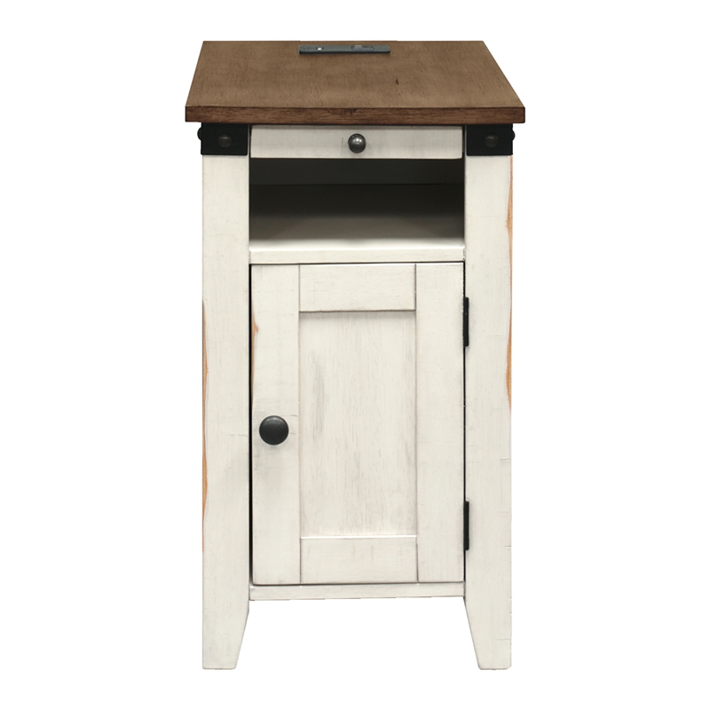 Rustic End Table Wood Side Table Accent Table Fully Assembled White