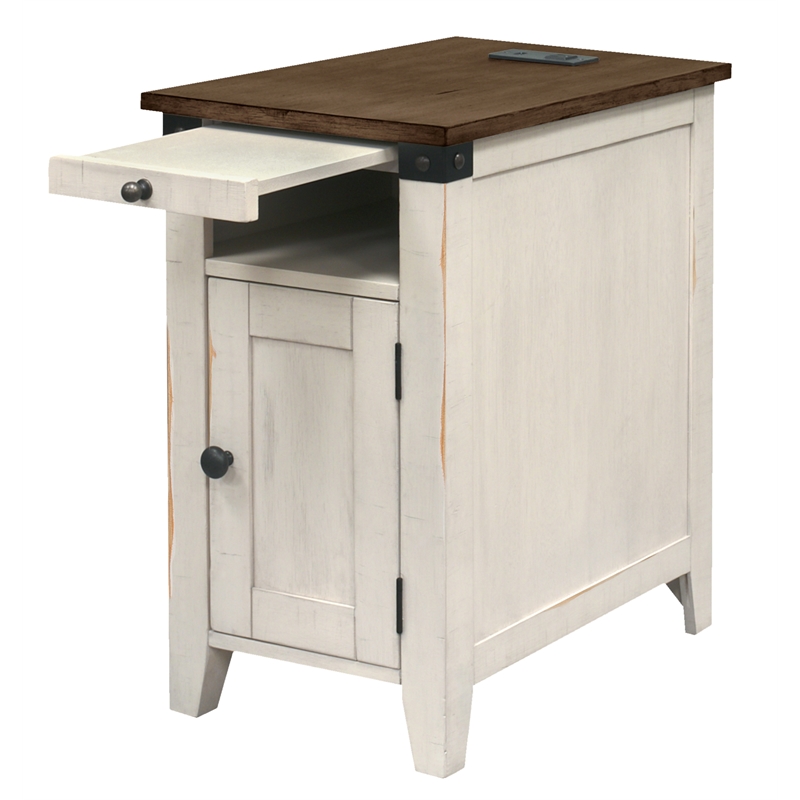 Rustic End Table Wood Side Table Accent Table Fully Assembled White