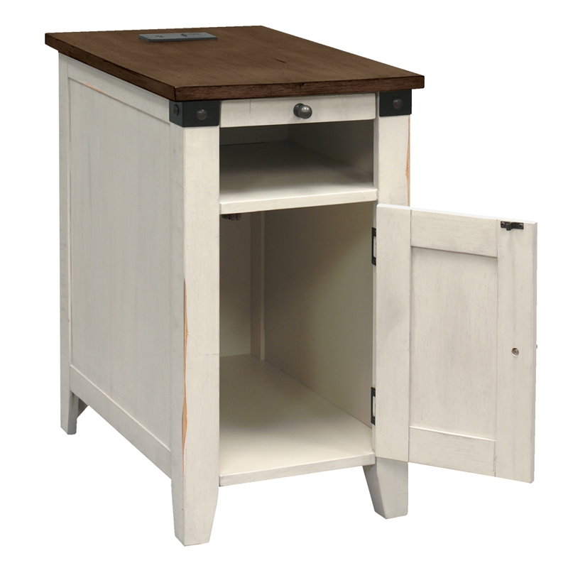 Rustic End Table Wood Side Table Accent Table Fully Assembled White