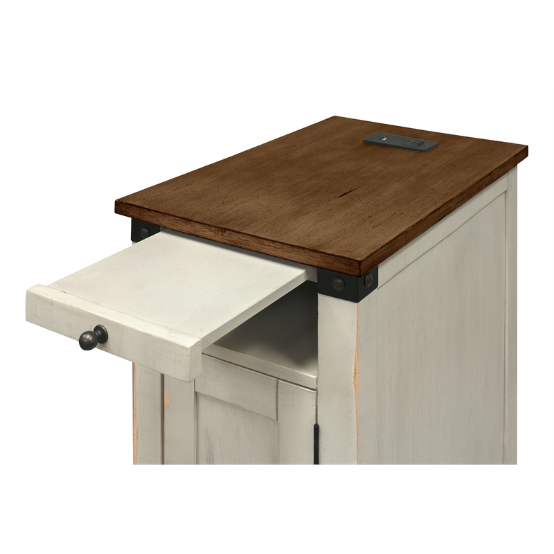 Rustic End Table Wood Side Table Accent Table Fully Assembled White