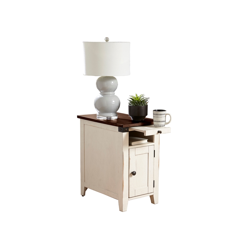 Rustic End Table Wood Side Table Accent Table Fully Assembled White