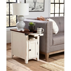 Rustic End Table Wood Side Table Accent Table Fully Assembled White