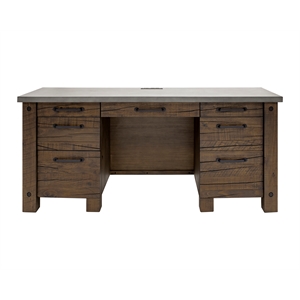 Jasper Rustic Wood Home Office Desk Fully Assembled Brown With Concrete Top