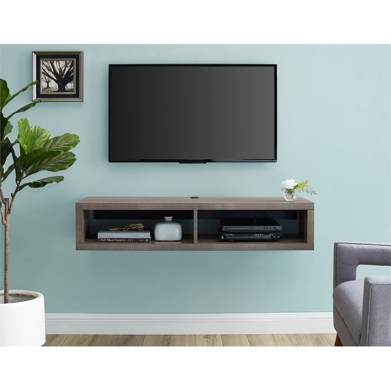 pengeoverførsel Australsk person indsats Wall Mounted Wood TV Console Entertainment Center Wall Decor 48-inch Brown