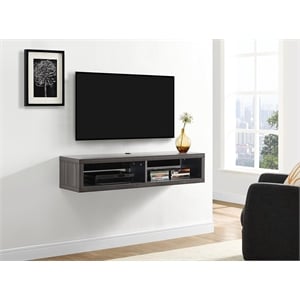 Martin Furniture 60&quot Asymmetrical Wall Mounted Wood Media Console in Light Brown
