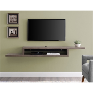 Asymmetrical Wall Mounted Wood TV Console Entertainment Center 72 inch Brown