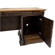 Executive Credenza Desk Writing Table With Solid Wood Plank Top Brown