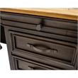 Executive Credenza Desk Writing Table With Solid Wood Plank Top Brown
