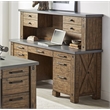 Rustic Home Office Desk Writing Table Wood Credenza Brown Concrete Top