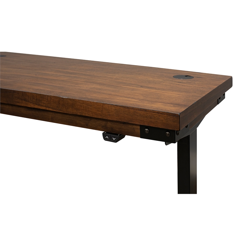 Rustic Electric Sit/Stand Desk Height Adjustable Wood Table Brown