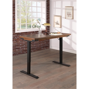 Rustic Electric Sit/Stand Desk Height Adjustable Wood Table Brown