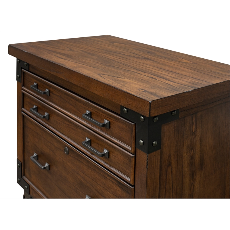 Rustic Wood Lateral File With Legal/Letter File Drawer Fully Assembled Brown
