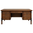 Rustic Half Pedestal Wood Desk Writing Table Office Desk Fully Assembled Brown