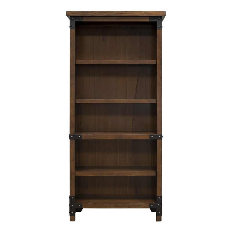 Rustic Open Wood Bookcase Office Shelving Storage Cabinet Fully Assembled Brown