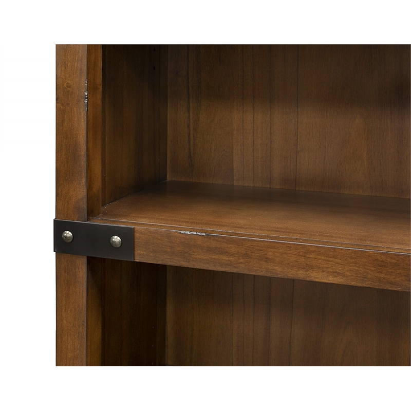 Rustic Open Wood Bookcase Office Shelving Storage Cabinet Fully Assembled Brown