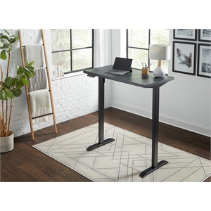 electric height adjustable desk laminate wood sit-stand table office desk black