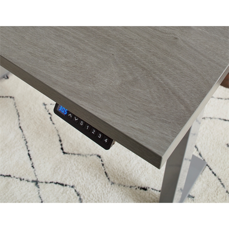 Electric Height Adjustable Desk Laminate Wood Sit-Stand Table Office Desk Gray