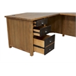 Rustic wood L-desk and return writing table office desk brown