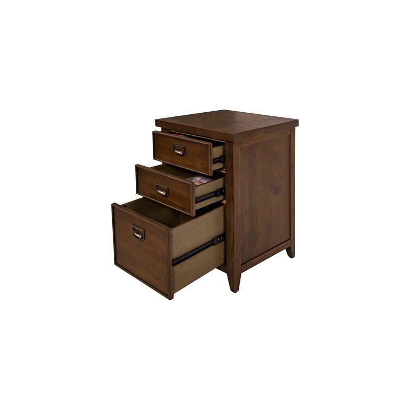 Farmouse Three Drawer Wood File Cabinet Office Storage Brown