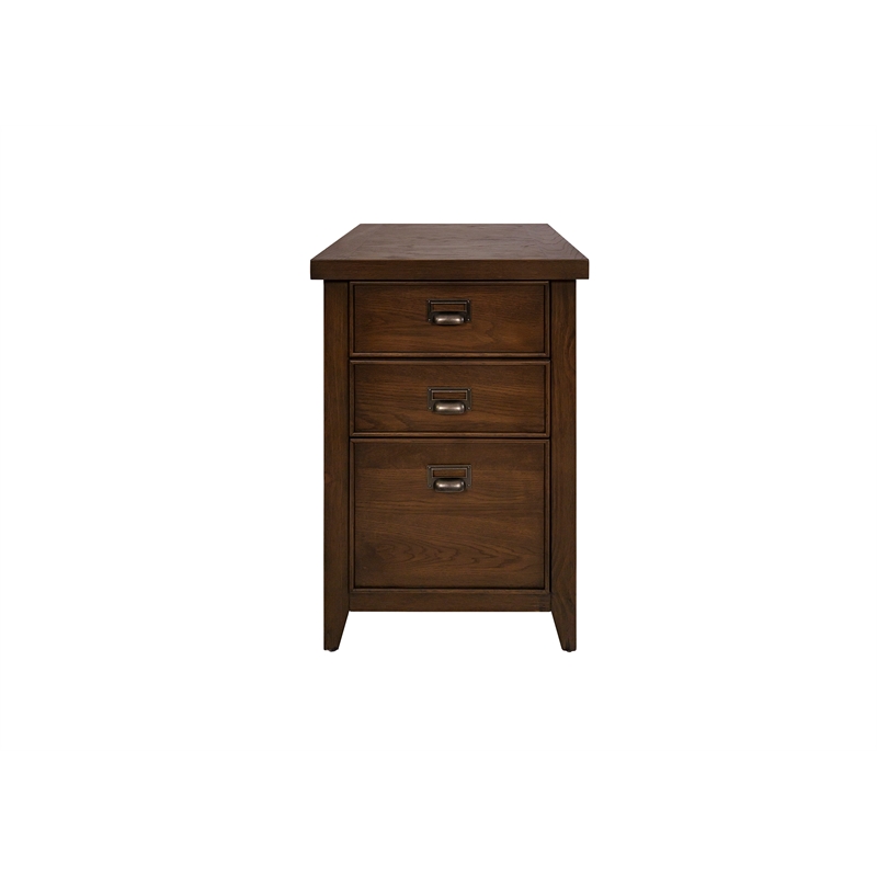Farmouse Three Drawer Wood File Cabinet Office Storage Brown