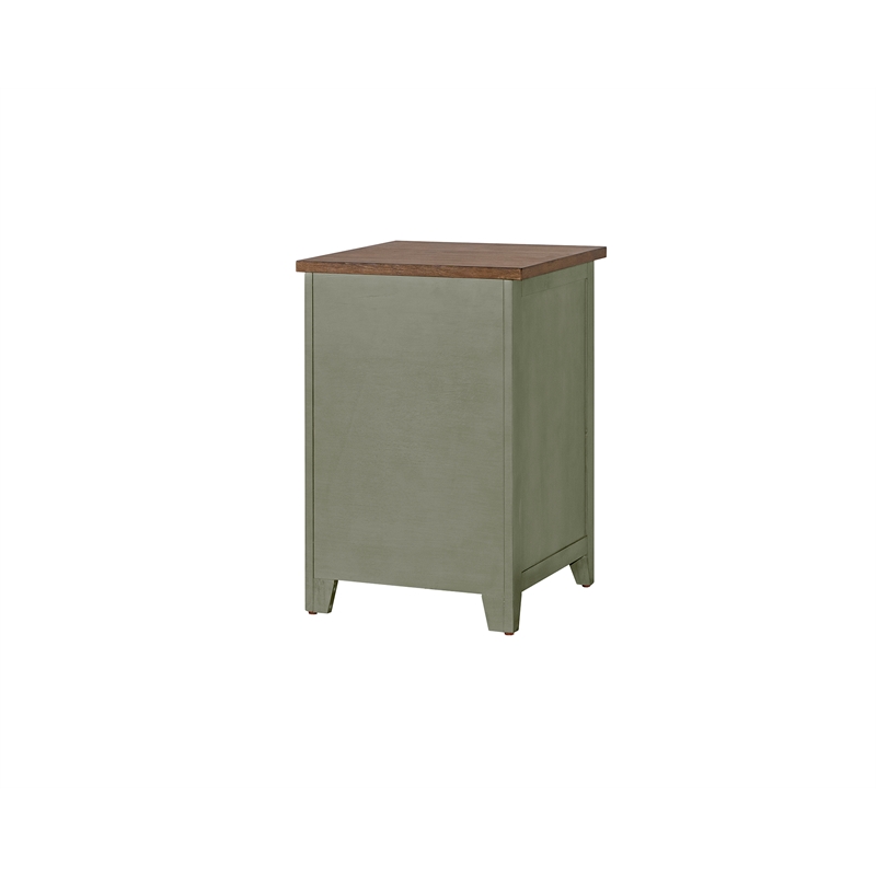 Farmhouse Three Drawer Wood File Cabinet Green Wood Fully Assembled
