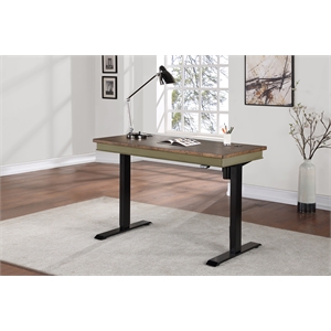 farmhouse electric sit/stand desk height adjustable green wood