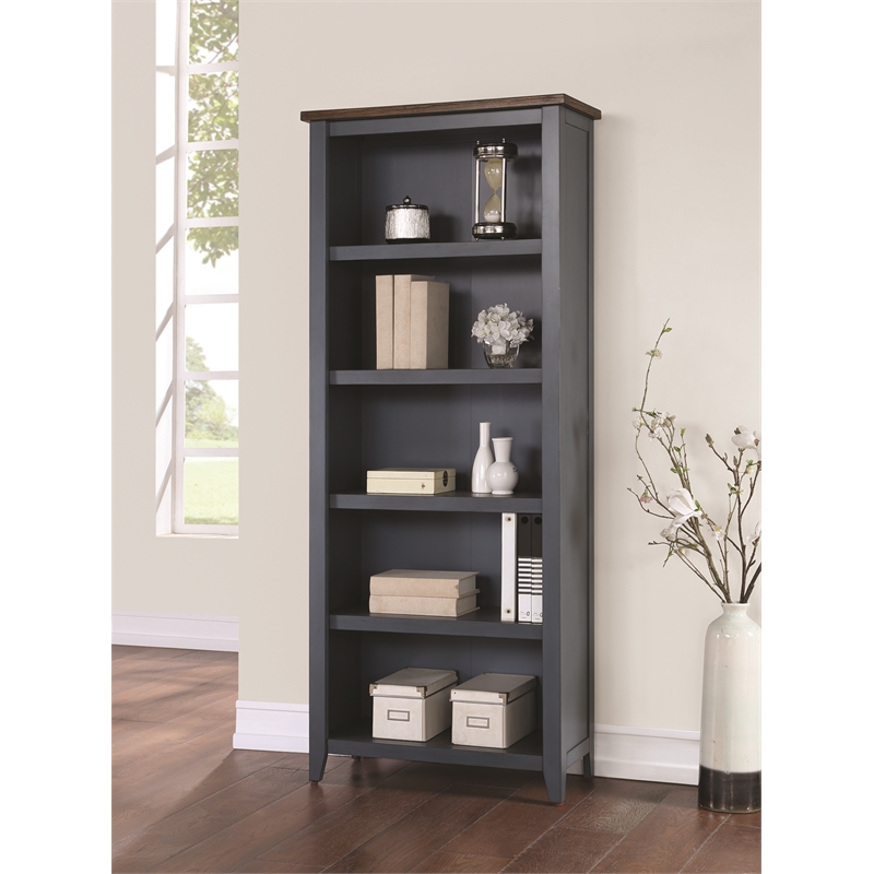 Farmhouse Open Wood Bookcase Bookcase Blue Wood Cymax Business