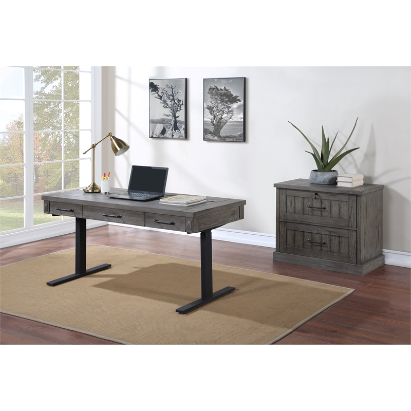 Martin Furniture Avondale 1-Drawer Wood Lateral File in Gray