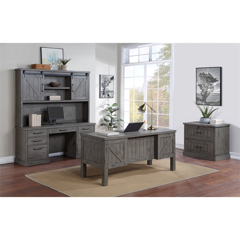 Martin Furniture Avondale 1-Drawer Wood Lateral File in Gray