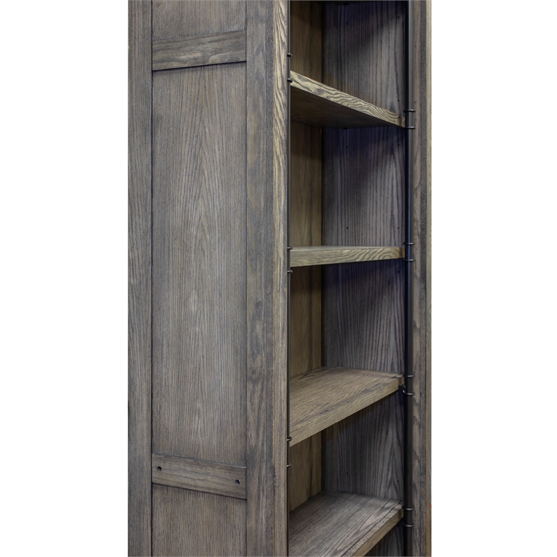 Martin Furniture Avondale 5-Shelf Farmhouse Wood Bookcase in Gray