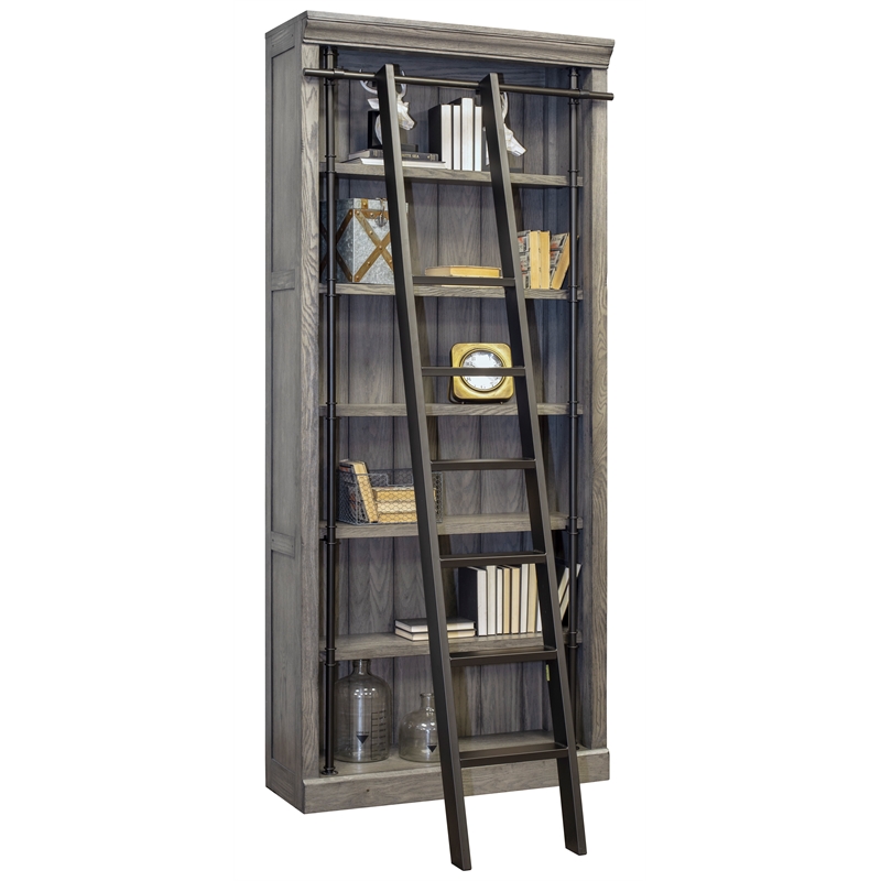 martin furniture avondale 5-shelf farmhouse wood bookcase in gray