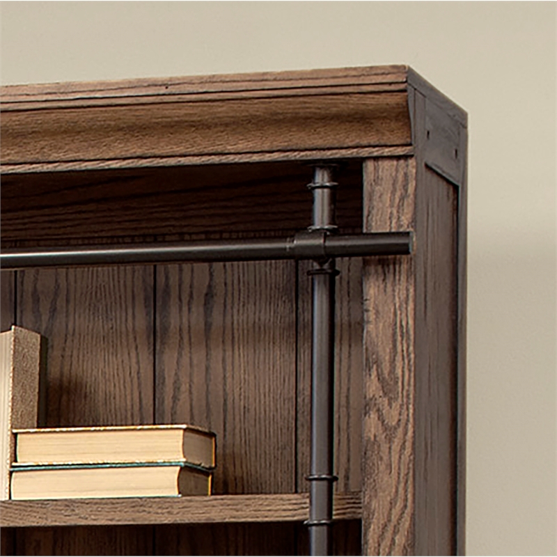 Avondale 8' Tall Bookcase Wall With Ladder Storage Organizer Display  Brown