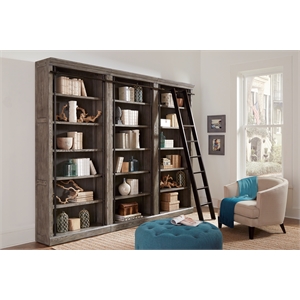 avondale 8' tall bookcase wall with ladder storage organizer display gray