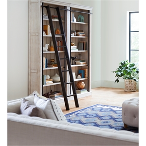 Avondale 8' Tall Bookcase Wall With Ladder Storage Organizer Display White