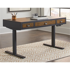 mid-century wood electronic sit/stand desk standing desk black