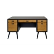 Mid-Century Half Pedestal Executive Desk Office Desk Fully Assembled Black Wood