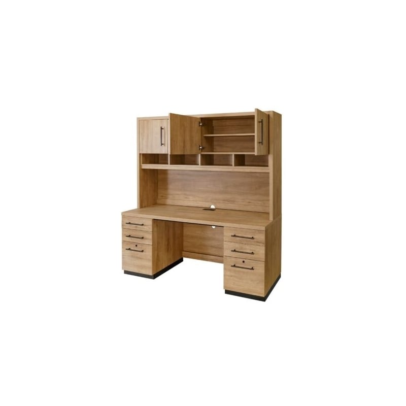 Martin Furniture Wood Home Office Hutch in Light Brown Laminate