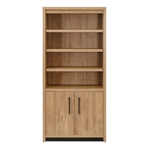 contemporary wood  laminate bookcase with doors fully assembled light brown