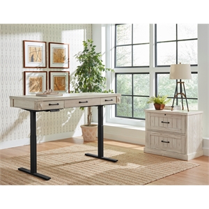 Rustic Wood Electronic Sit/Stand Desk Writing Table Office Storage White