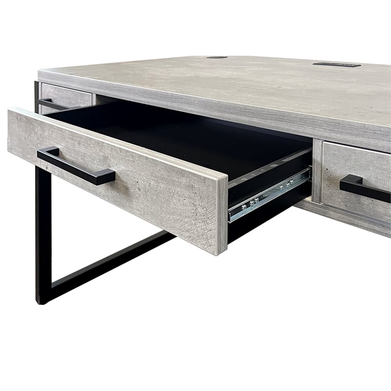Modern Wood Laminate Office Writing Desk Office Storage  Concrete Gray