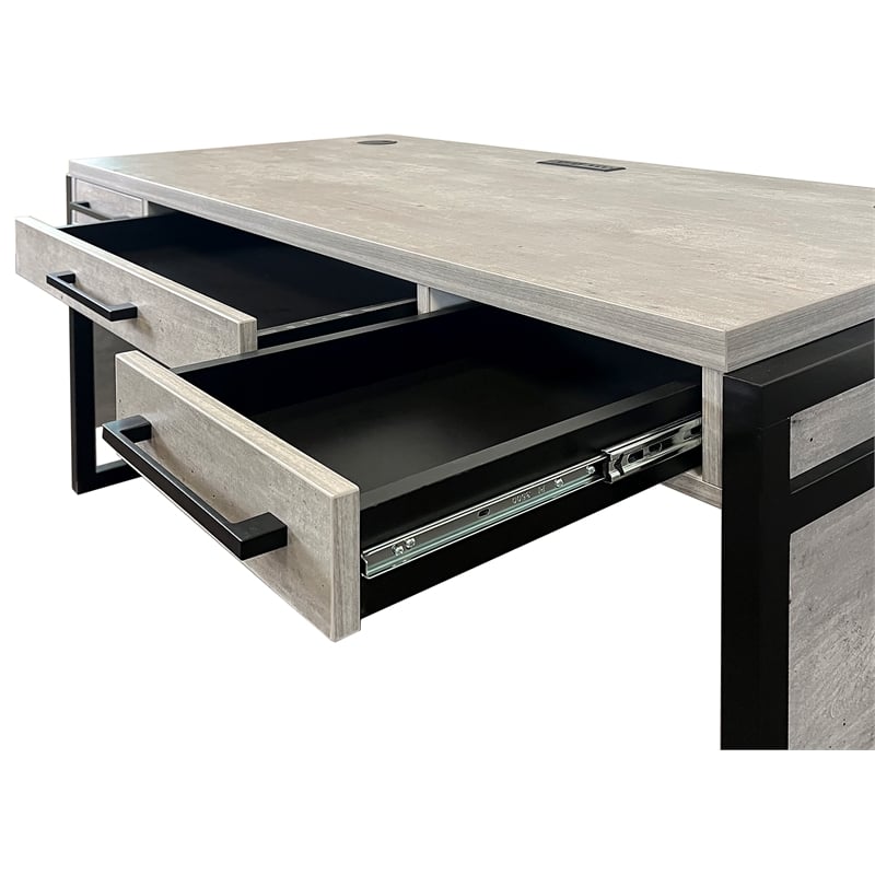 Modern Wood Laminate Office Writing Desk Office Storage  Concrete Gray