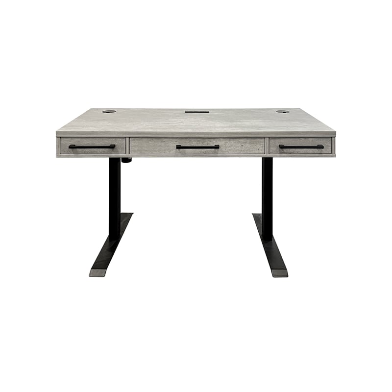 Modern Wood Laminate Office Electronic Sit Stand Desk  Concrete Gray