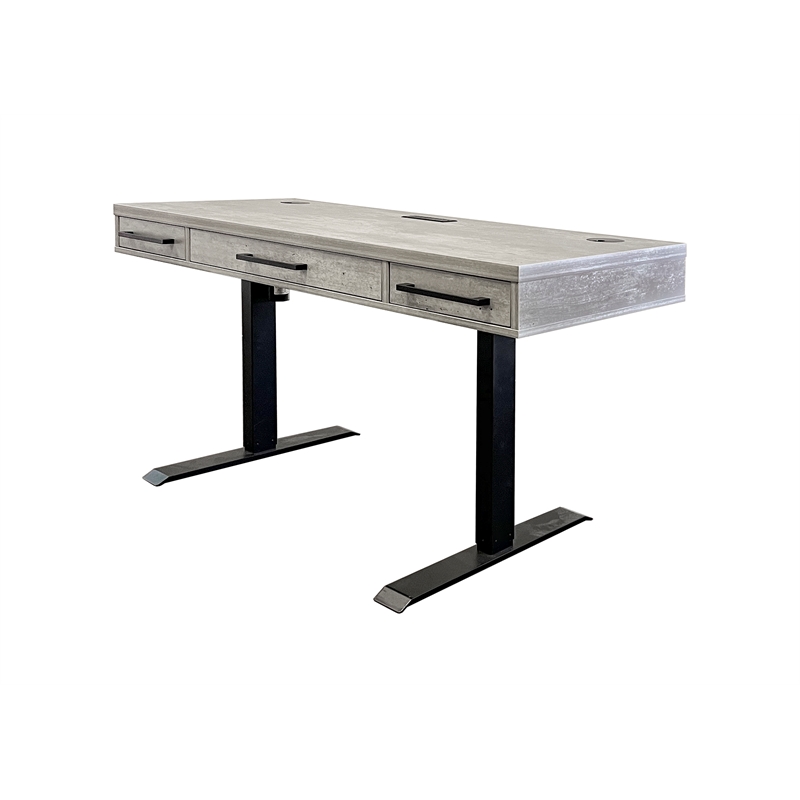 Modern Wood Laminate Office Electronic Sit Stand Desk  Concrete Gray