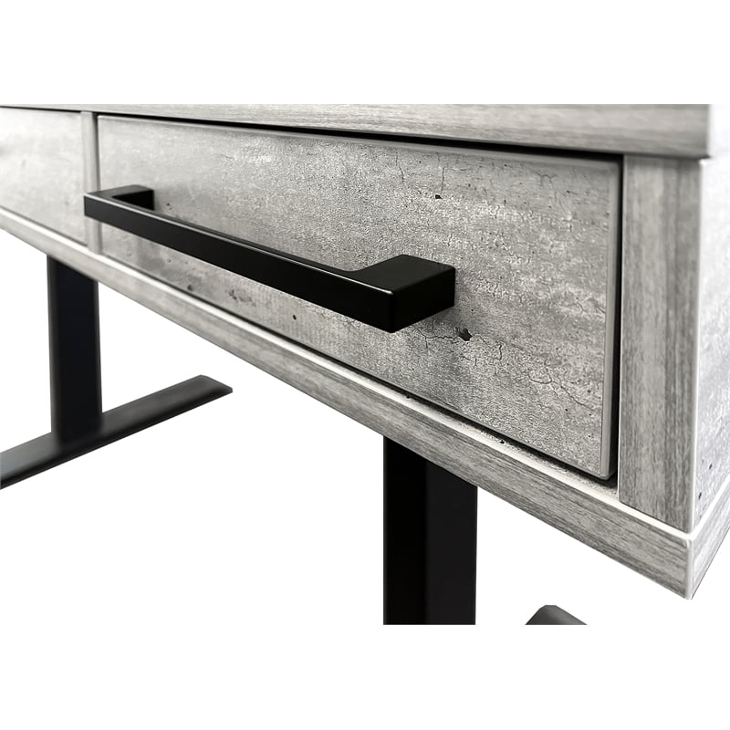 Modern Wood Laminate Office Electronic Sit Stand Desk  Concrete Gray