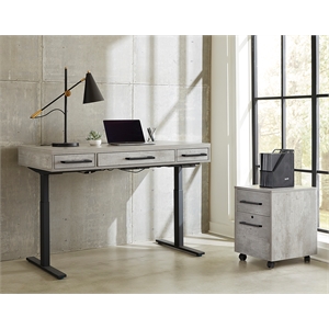 Modern Wood Laminate Office Electronic Sit Stand Desk  Concrete Gray