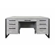 Modern Wood Laminate Double Pedestal Executive Desk Concrete Gray