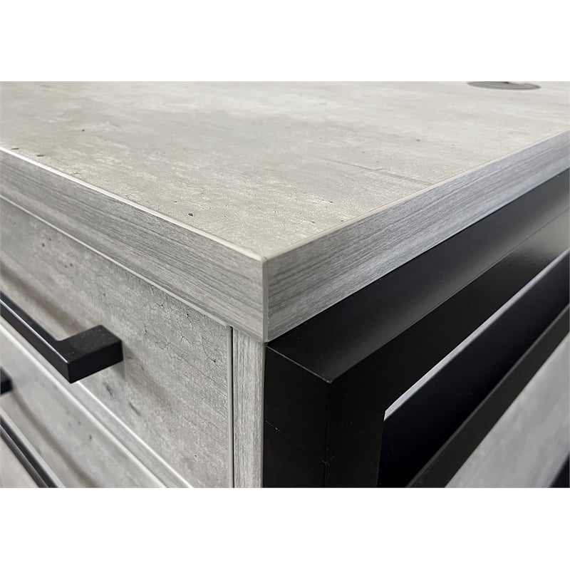Modern Wood Laminate Double Pedestal Executive Desk Concrete Gray